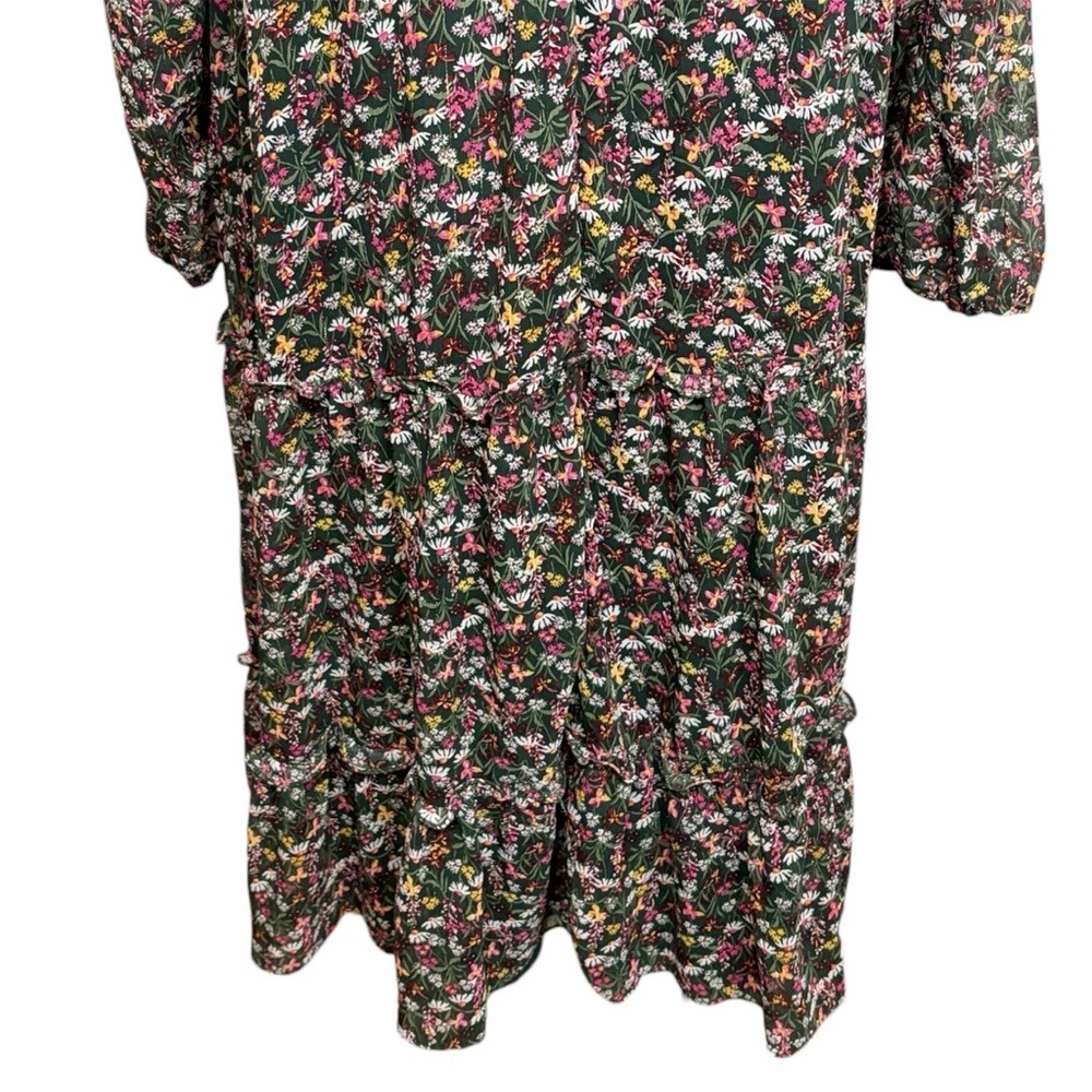 DRAPER JAMES RSVP Dark Green Chiffon Floral Smocked Long-Sleeve Midi Dress, XXL - Picture 9 of 12
